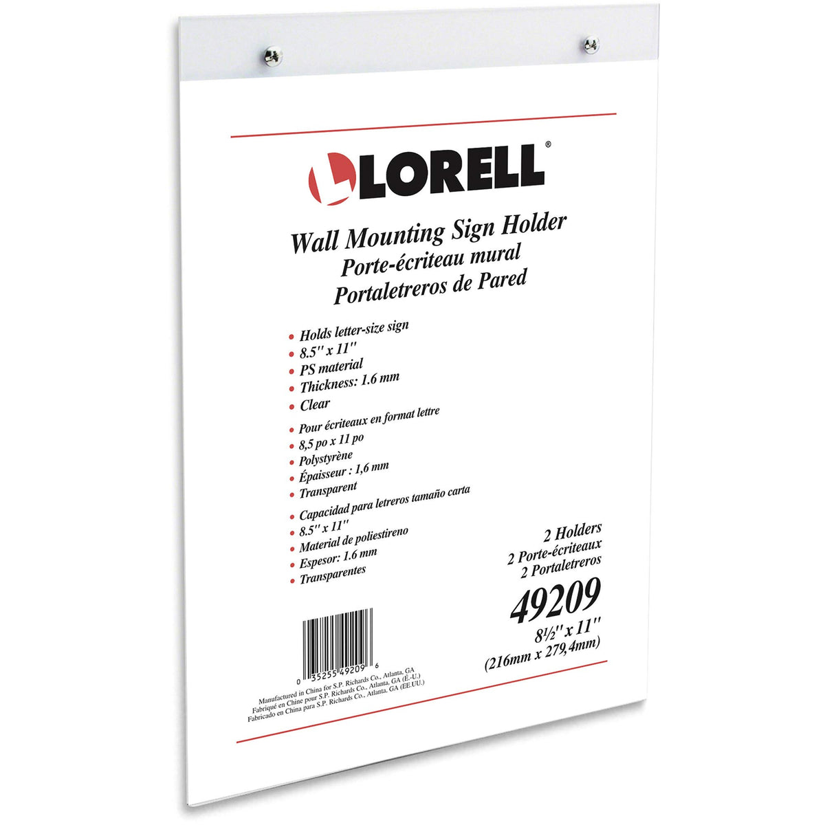 LLR49209 - Lorell Wall-Mounted Sign Holder