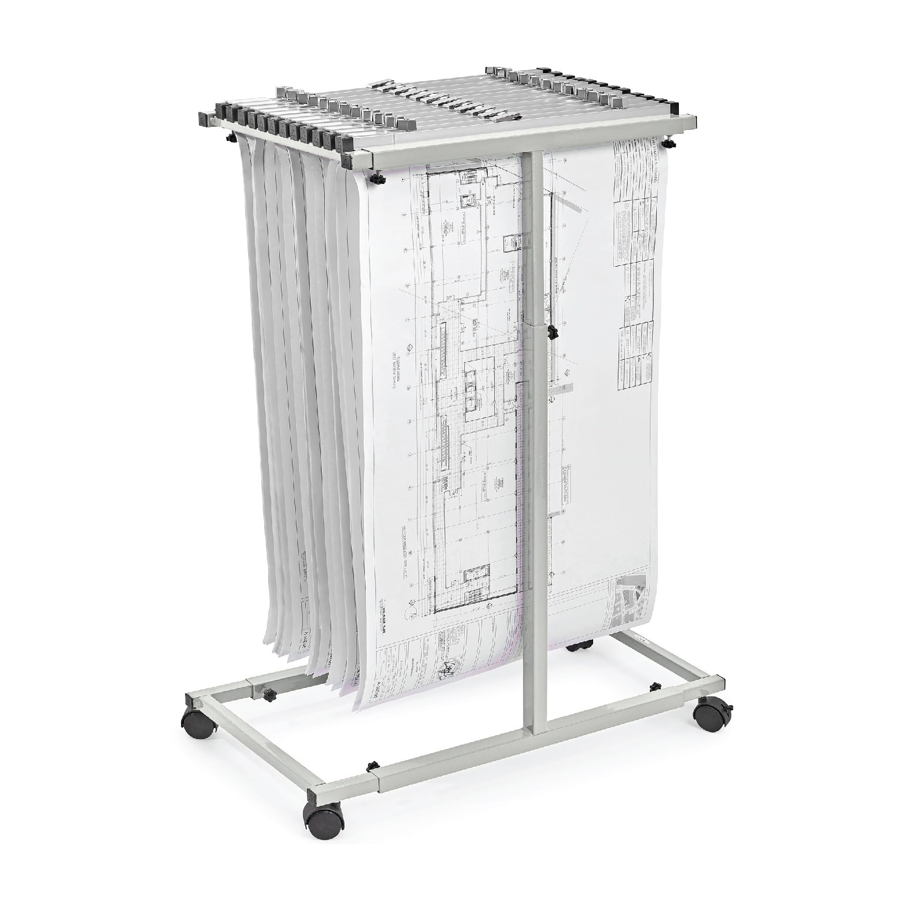 Adir Mobile Blueprint Storage Rack - Adjustable and Portable Vertical Blueprint Holder for Plans, Maps, Posters and Drawings. Fi