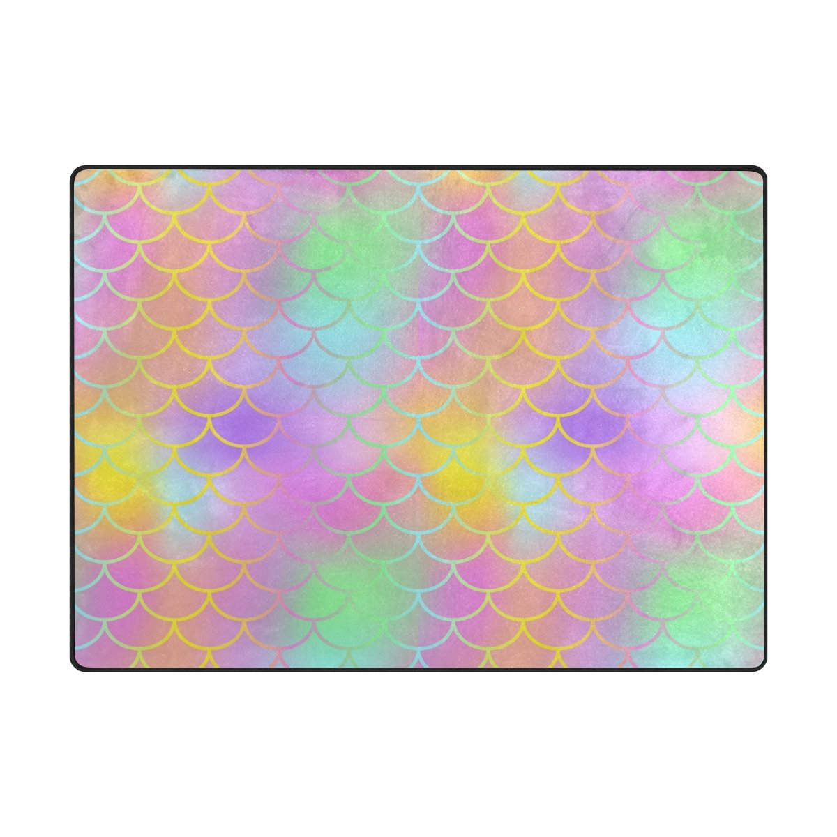 My Little Nest Area Rug Fantastic Mermaid Fish Skin Lightweight Non-Slip Soft Mat 4' X 5'3&quot;, Memory Sponge Indoor Outdoor Decor Carpet For Living Dining Room Bedroom Office Kitchen