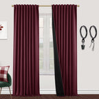 SHINELAND Burgundy Red Curtains 90 Inches Long for Living Room 2 Panels Set Formal Christmas Drapes for Dining Room Bedroom
