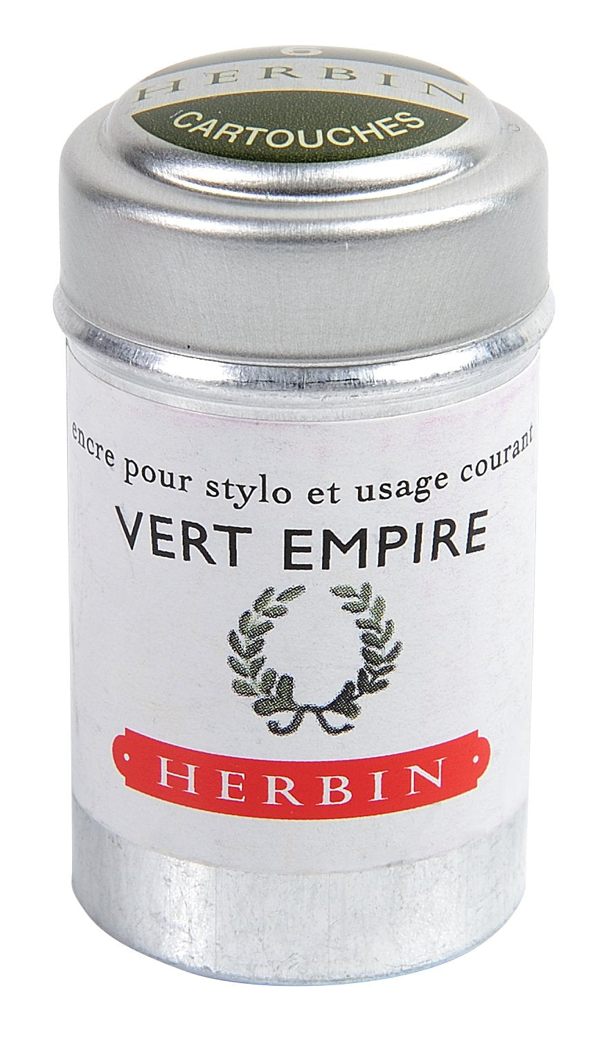 J. Herbin Fountain Pen Ink - 1 Tin Of 6 Cartridges - Vert Empire