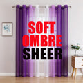 G2000 Sheer Curtains & Drapes 95 Inches Long Purple and White Ombre Curtains for Bedroom Living Room Window Curtains Light Filte