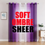 G2000 Sheer Curtains & Drapes 95 Inches Long Purple and White Ombre Curtains for Bedroom Living Room Window Curtains Light Filte