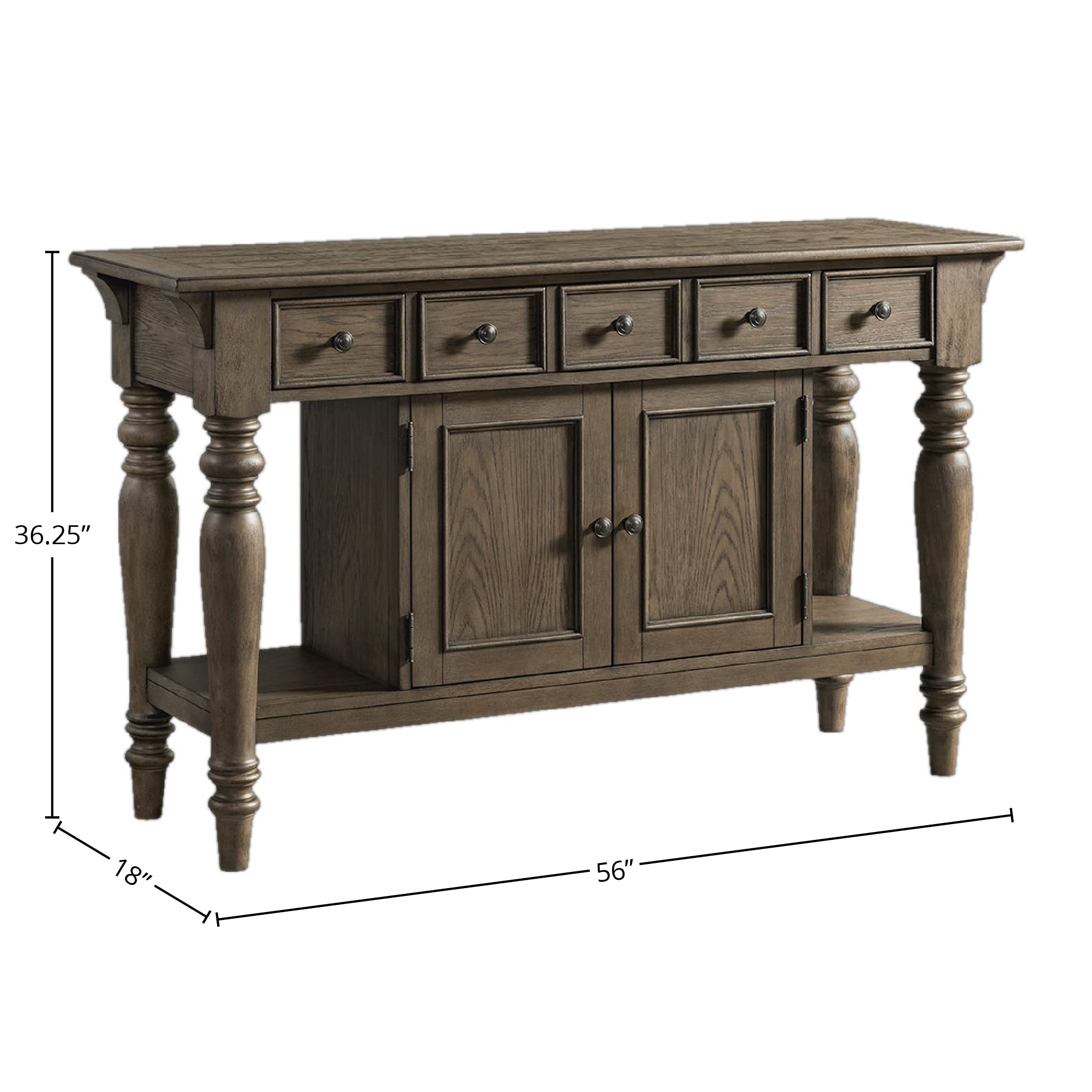 Intercon Balboa Park 56" Wide Server with 3 Drawers, 2 Cabinets, and 2 Shelves, Roasted Oak Sideboards