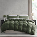 Nestl Olive Green Duvet Cover Full Size - Soft Prewashed Full Size Duvet Cover Set, 3 Piece, With Zipper Closure, 1 Duvet Cover 80X90 Inches And 2 Pillow Shams - No Comforter