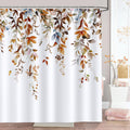 Bonhause Brown Eucalyptus Shower Curtain, Watercolor Plant Leaves Bathroom Curtain 72 x 72 Inch Polyester Fabric Waterproof Bath