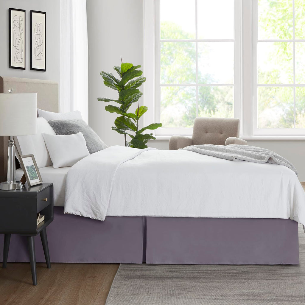 Nestl Grayish Purple Bed Skirt Cal King Size - Cal King Bed Skirt 14 Inch Drop - Brushed Microfiber Bed Skirts - Hotel Quality Pleated Bed Skirt - Shrinkage & Fade Resistant