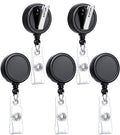 Teskyer Badge Reel, 5 Pack Retractable Id Badge Holder Reels With Swivel Alligator Clip, Black