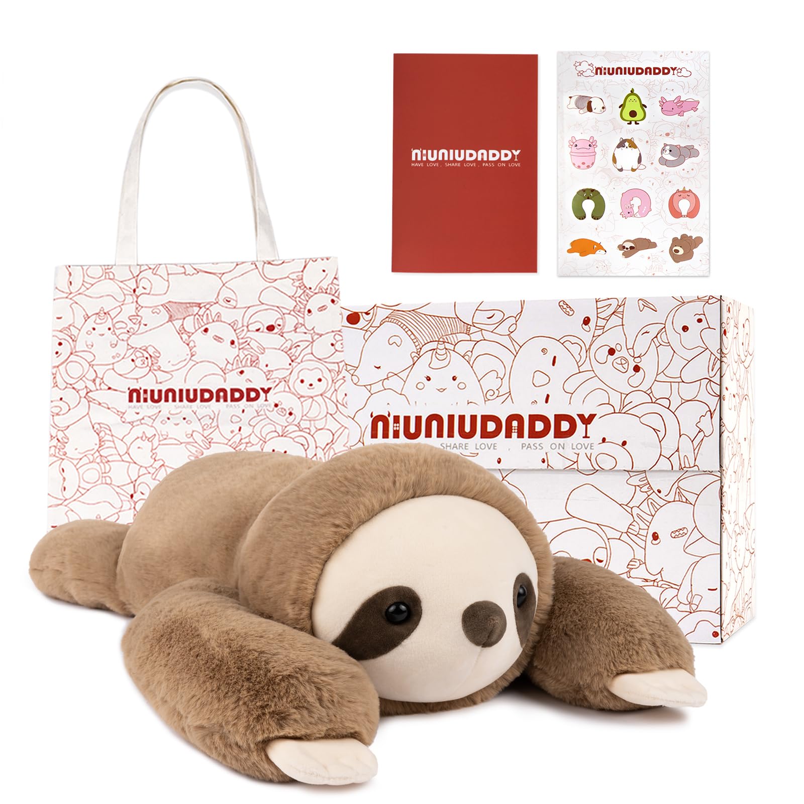 Niuniu Daddy Weighted Sloth Stuffed Animals for Anxiety, 3.3lb Large Weighted Plush Animal Pillow for Kids Adults, 20in Cute Wei