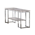 Benjara Sofa Table With Rectangular Tabletop And Open Bottom Shelf, Silver And Brown