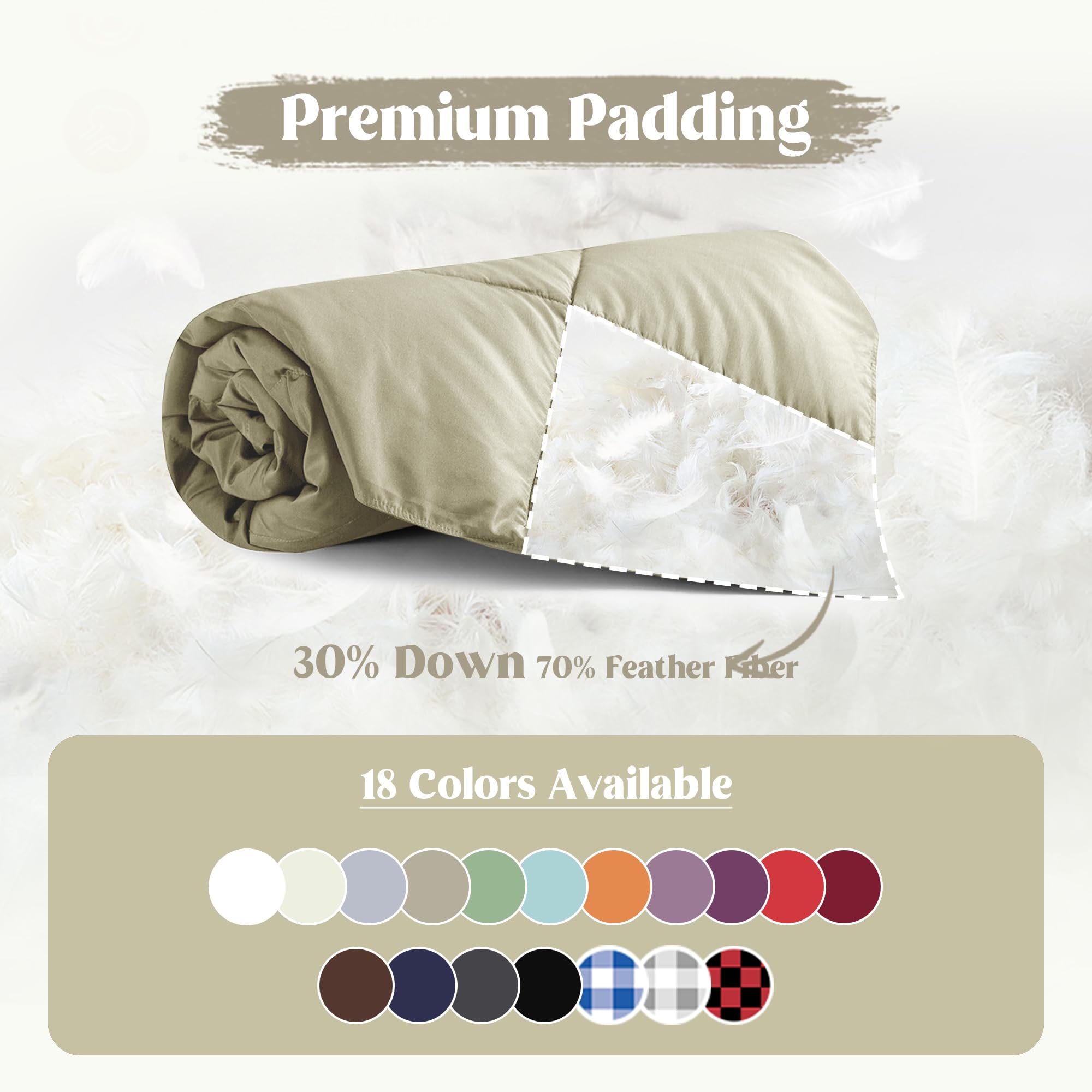 puredown® Lightweight Soft Feather Down Throw Blanket - 50 x 70, Beige - Packable Couch Blanket for Indoor & Outdoor Use