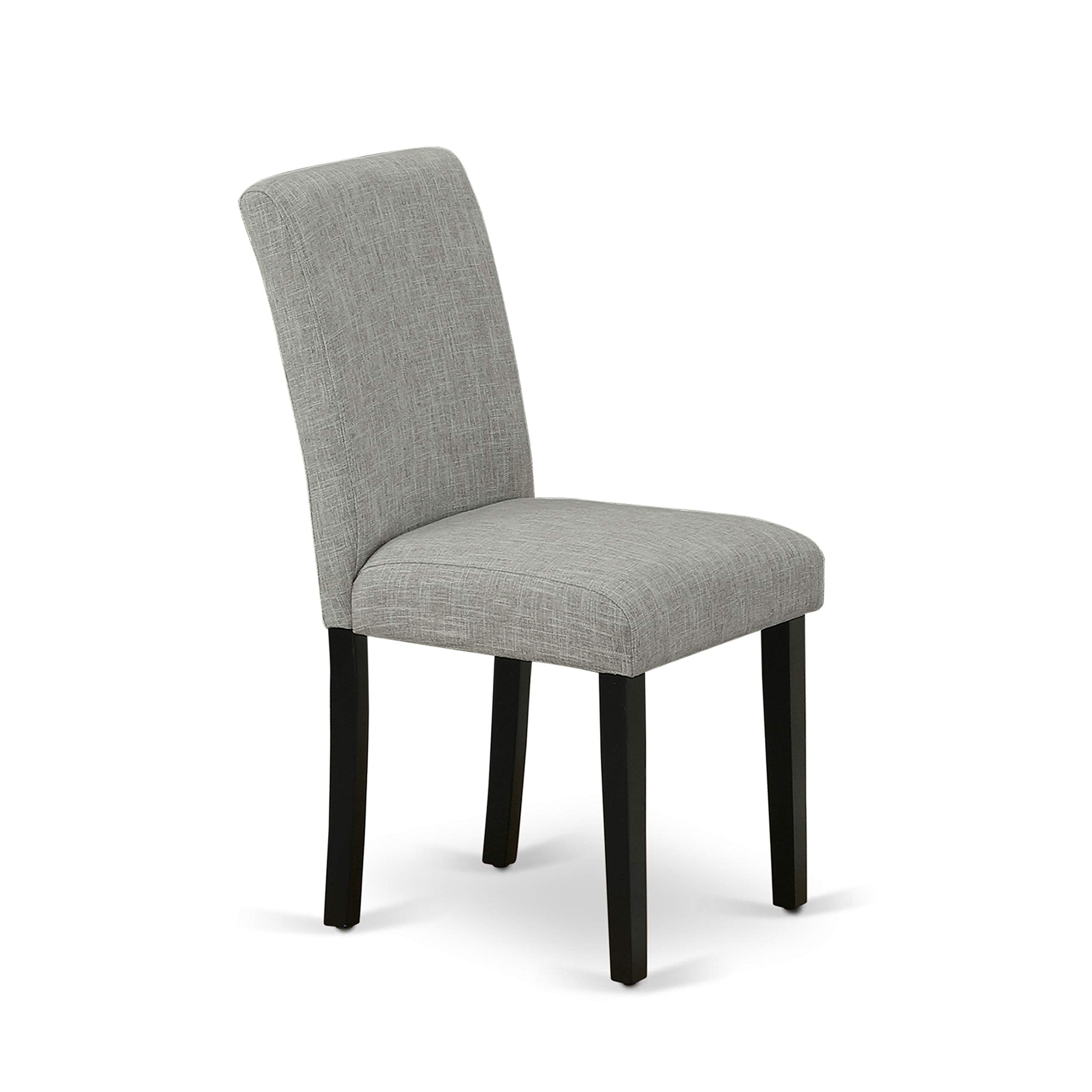 East West Furniture Shab5-Blk-06 5 Piece Modern Dining Table Set Includes A Round Kitchen Table With Pedestal And 4 Shitake Linen Fabric Parsons Dining Chairs, 42X42 Inch, Black