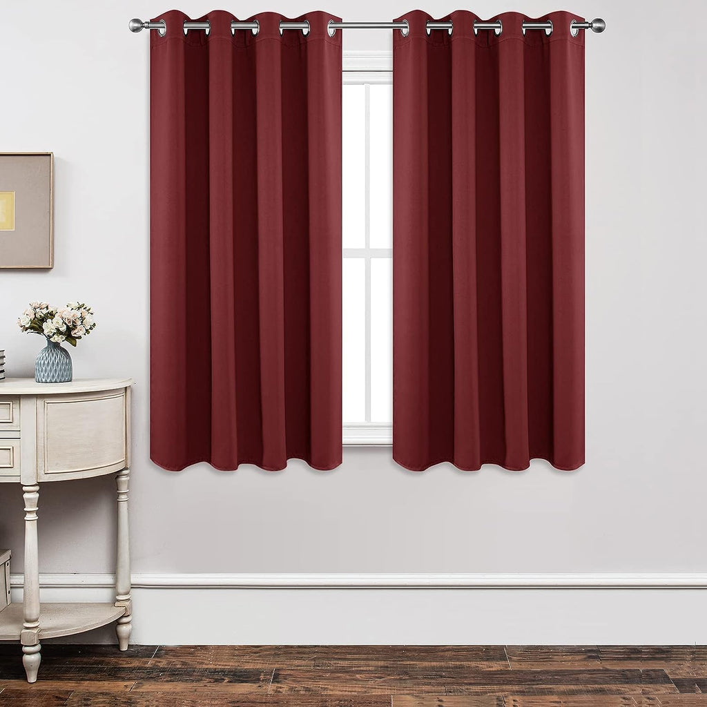 Joydeco Blackout Curtains 63 Inch Length 2 Panels Set, Thermal Insulated Long Curtains 2 Burg, Room Darkening Grommet Curtains F
