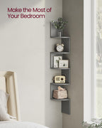 Vasagle Corner Shelf Wall Mount, 5-Tier Floating Corner Bookshelf, Plant Shelf For Bedroom, Living Room, Bathroom, Home Office, Dove Gray