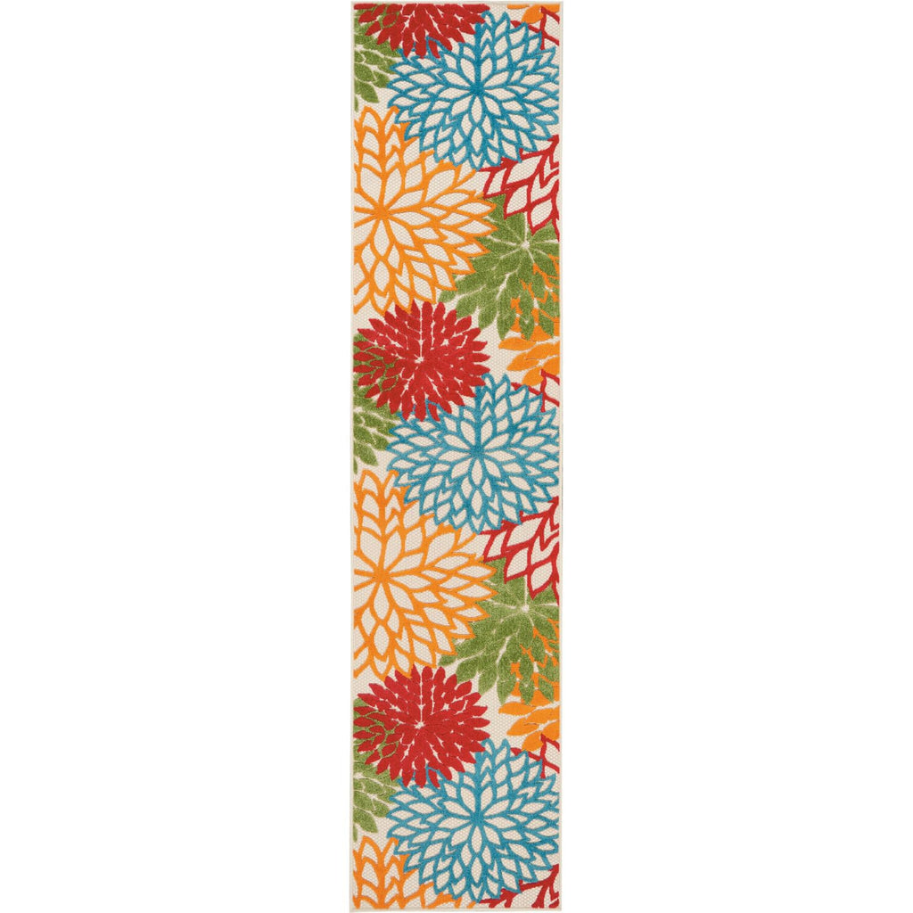 Nourison Aloha Indoor/Outdoor Green 2'3' X 12' Area-Rug, Tropical, Botanical, Easy-Cleaning, Non Shedding, Bed Room, Living Room, Dining Room, Deck, Backyard, Patio (2X12)