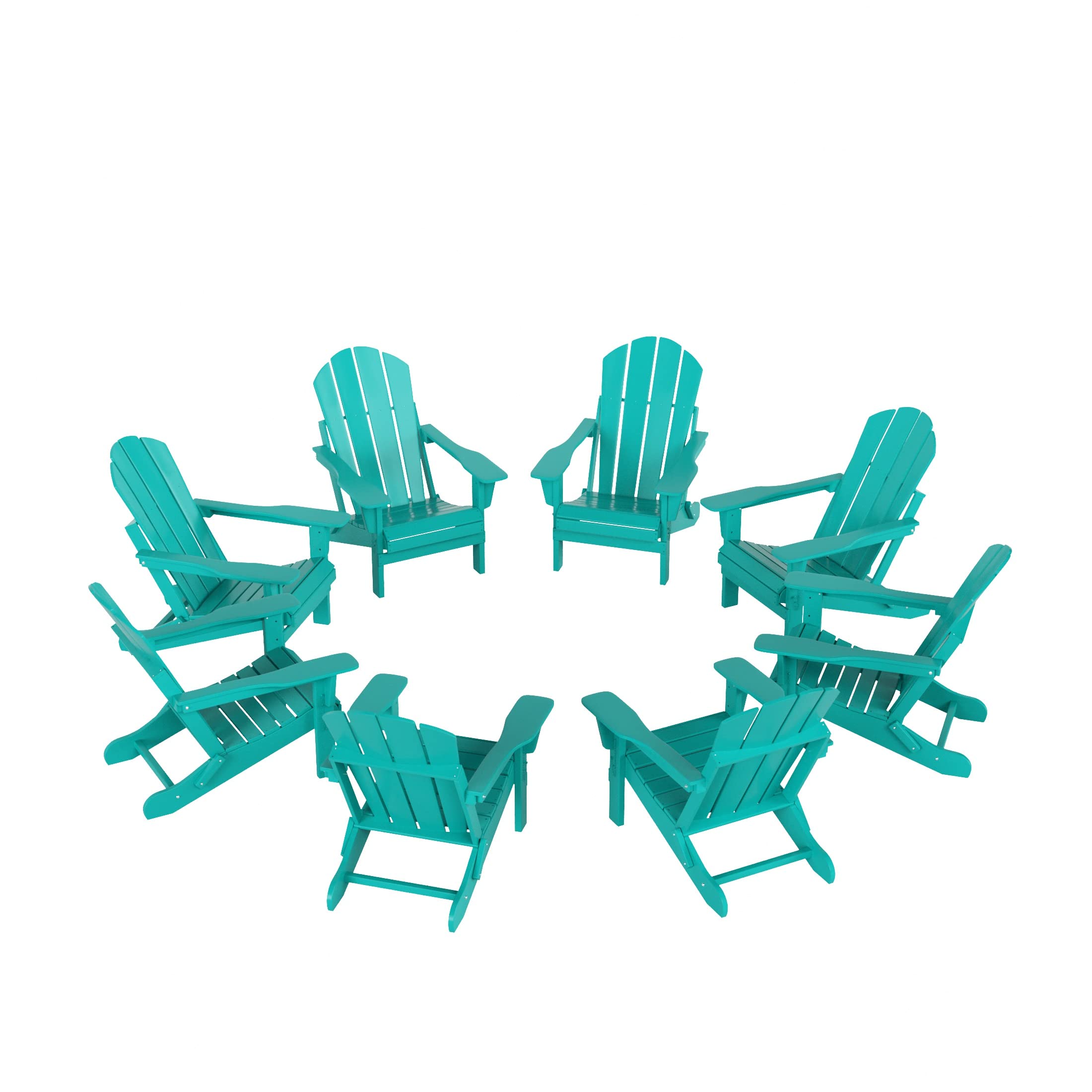 Westintrends Outdoor Folding Hdpe Adirondack Chairs For Patio, Backyard, Balcony, Comfortable Seat And All Weather Resistant (Set Of 8), Turquoise