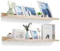 Natural Wood Floating Shelves for Wall, Bedroom Floating Shelves with Lip Hanging Floating Wood Shelves Picture Ledge Shelf Moun