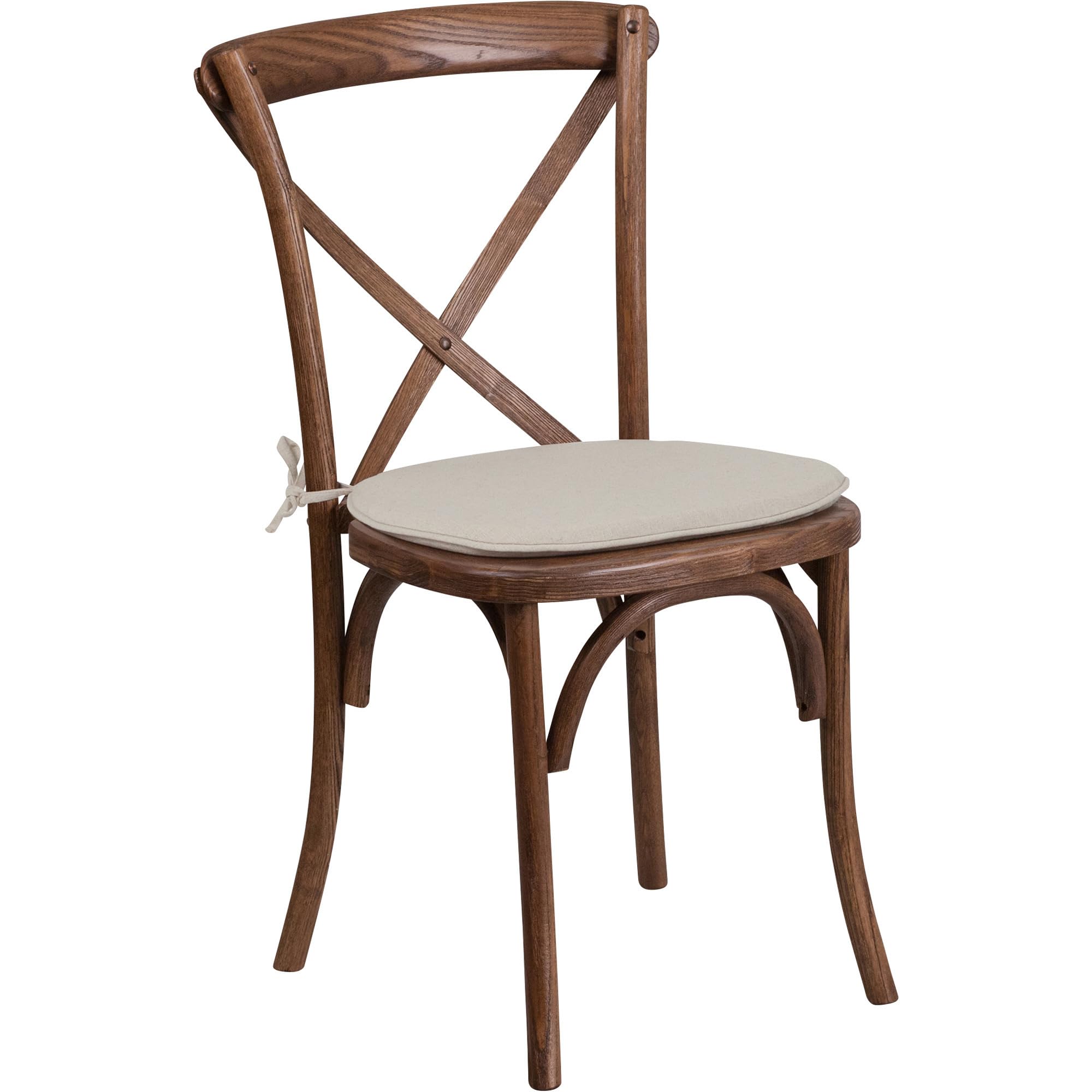 Flash Furniture Hercules Series Stackable Pecan Wood Cross Back Chair With Cushion