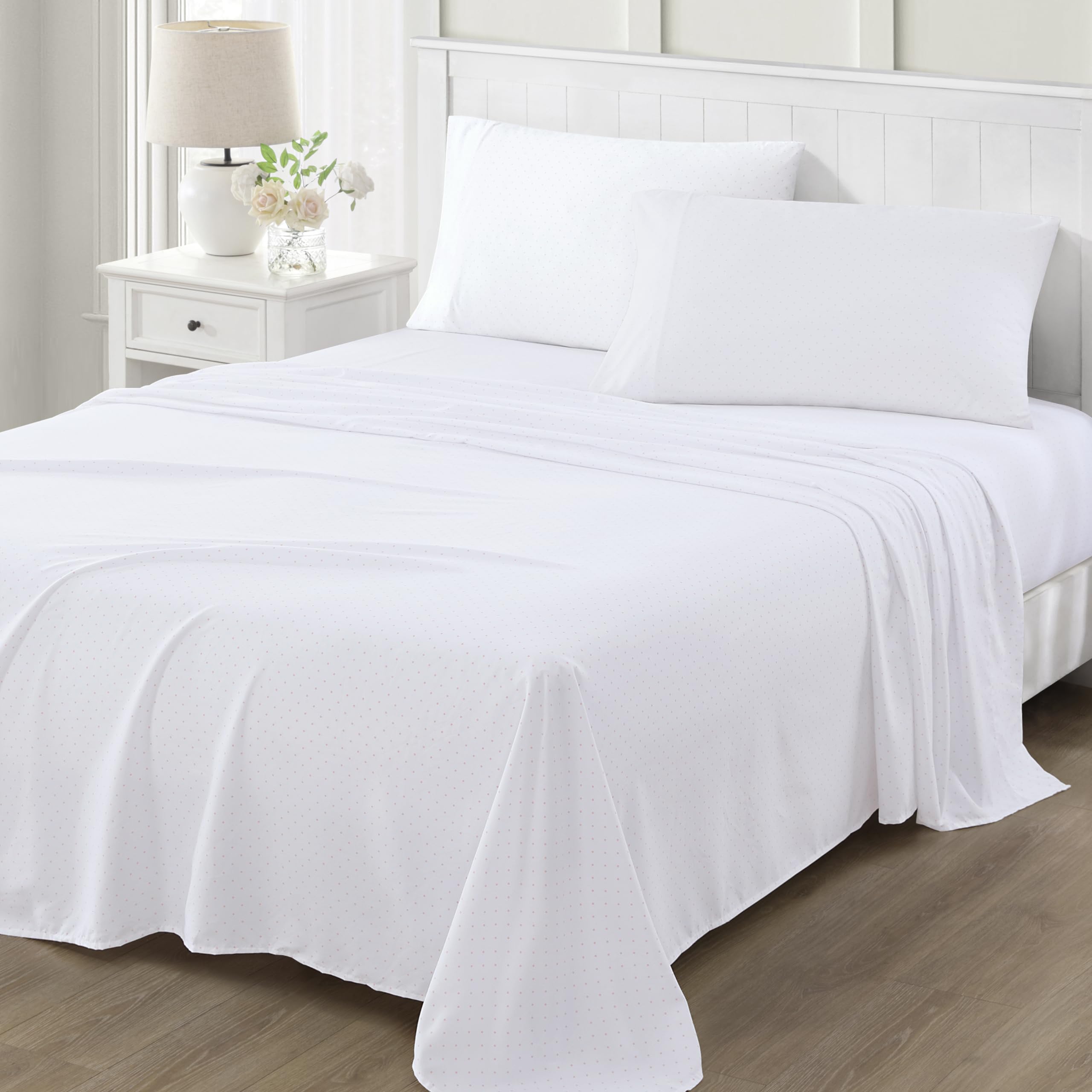 Martha Stewart Ultra Soft Brushed And Washed Microfiber 4 Piece Sheet Set, Easy Care, Comfy, Deep Pocket Sheets, 1 Flat Sheet, 1