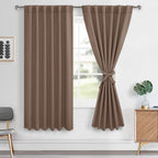 Hiasan Back Tab Blackout Curtains 2 Panels, Rod Pocket Mocha Curtains for Bedroom, Room Darkening Curtains for Living Room, Ther