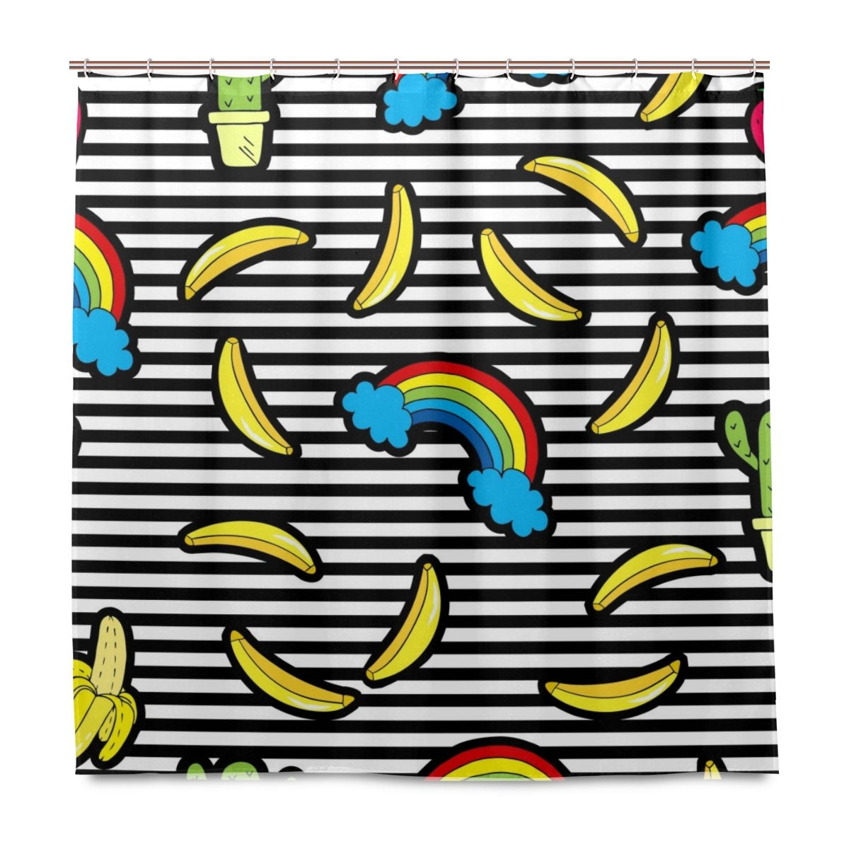 My Little Nest Waterproof Shower Curtain For Bathroom Banana Stripes Polyester Fabric Bath Stall Curtain With Free Hooks 72&quot; X 72&quot;