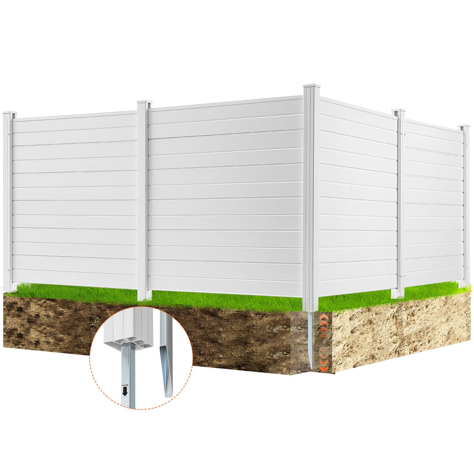 VEVOR Outdoor Privacy Screens, 50'' W x 50'' H Air Conditioner Fence, Pool Equipment Enclosure, Horizontal Vinyl Privacy Fence, 