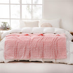 Light Pink Throw Blanket 50''  70'' Inches Gifts For Mom Fuzzy 3D Jacquard Decorative Flannel Fleece Super Soft Plush Cozy Blank