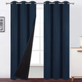 LEMOMO 100% Blackout Curtains 40 x 84 Inch/Navy Blue Curtains 2 Panels with Black Lining Room Darkening Thermal Insulated Bedroo