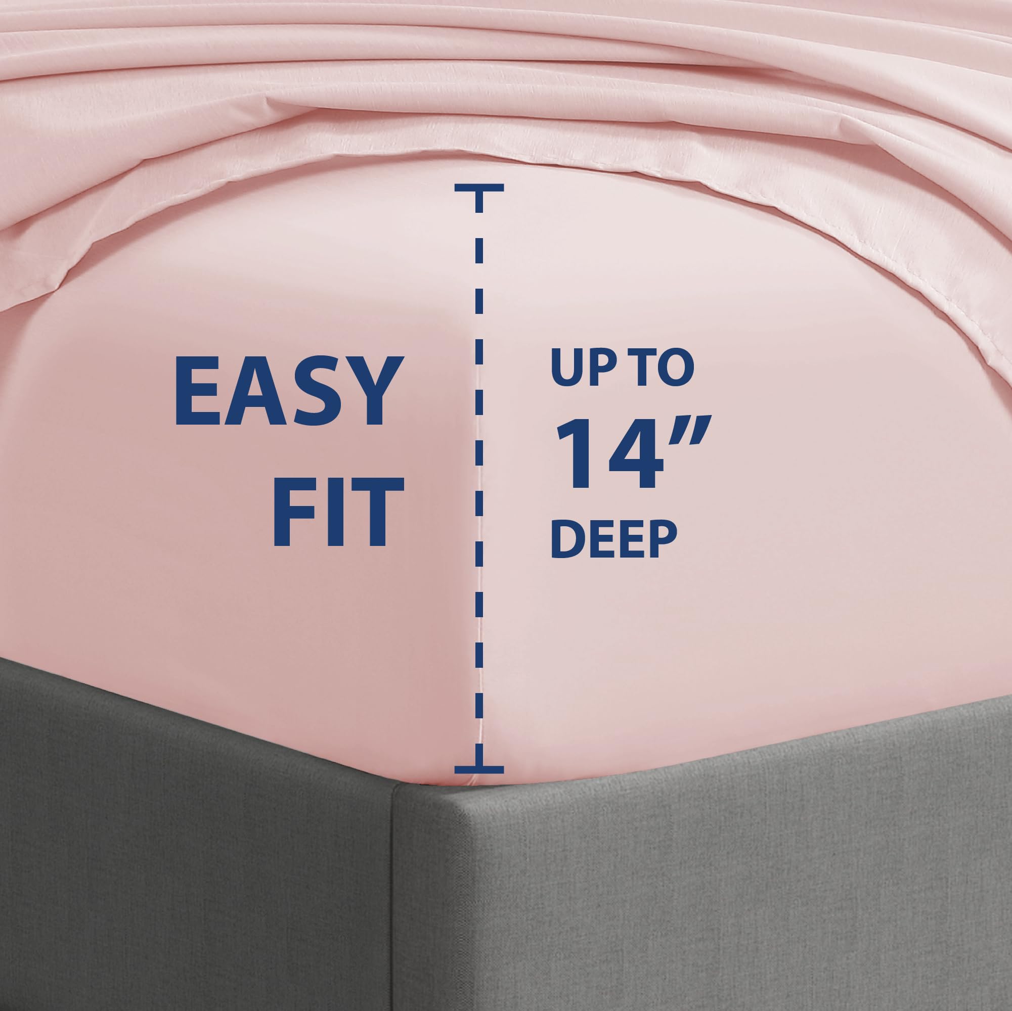 Cathay Home Essentials Ultra Soft Hypoallergenic Wrinkle Resistant Double Brushed Microfiber Bedding Sheet Set, Blush, King