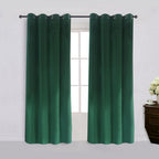 Super Soft Signature Velvet Curtains Set of 2 Smoky Dark-Green Classic Blackout Panels Home Theater Grommet Drapes Eyelet 52Wx12