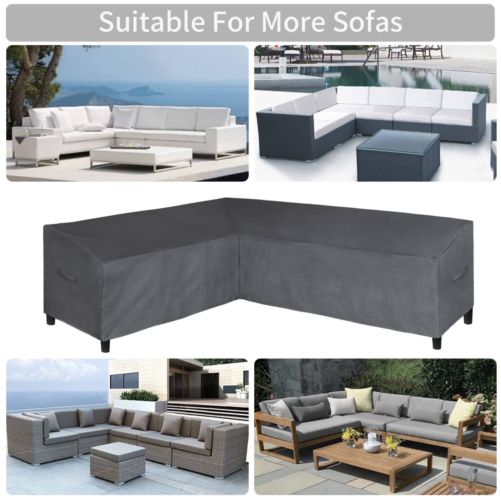 Easy-Going Patio L-Shaped Sectional Sofa Cover, 83“X104 Waterproof Outdoor Sectional Cover, Heavy Duty Garden Furniture Cover With Air Vent (Left Facing, Dark Gray)