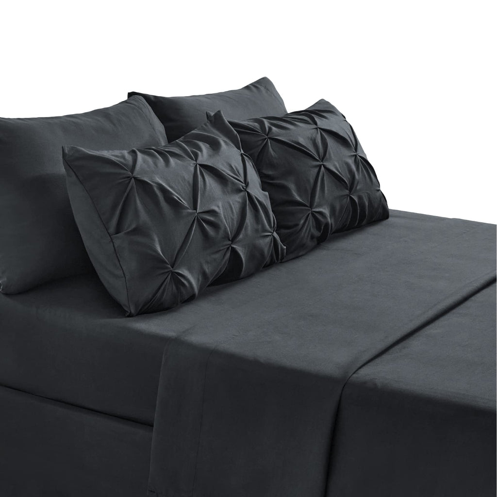Bedsure Black Twin Comforter Set With Sheets - 5 Pieces Twin Bedding Sets, Pinch Pleat Twin Bed In A Bag With Comforter, Sheets,