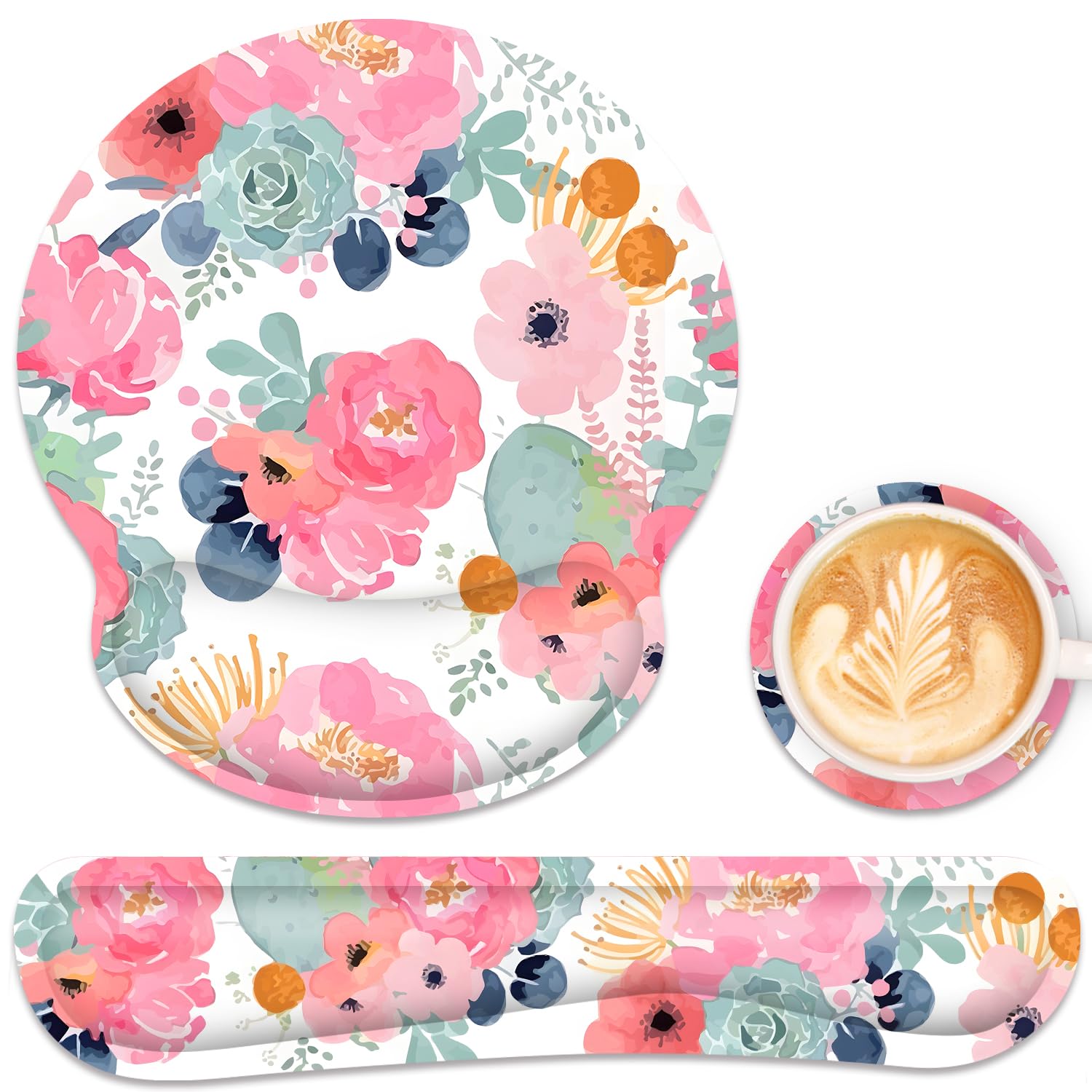 Ergonomic Mouse Pad With Wrist Rest And Keyboard Wrist Rest, Mousepad And Wrist Rest For Computer Keyboard, Pain Relief, Non-Sli