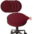 Buyue 4 Pcs Bar Stool Covers, Luxury Fabric Dia.14-16' Round Stretchy Crease-Resistant Washable Jacquard Dustproof Stool Seat Slipcover, M-Burgundy-Set Of 4