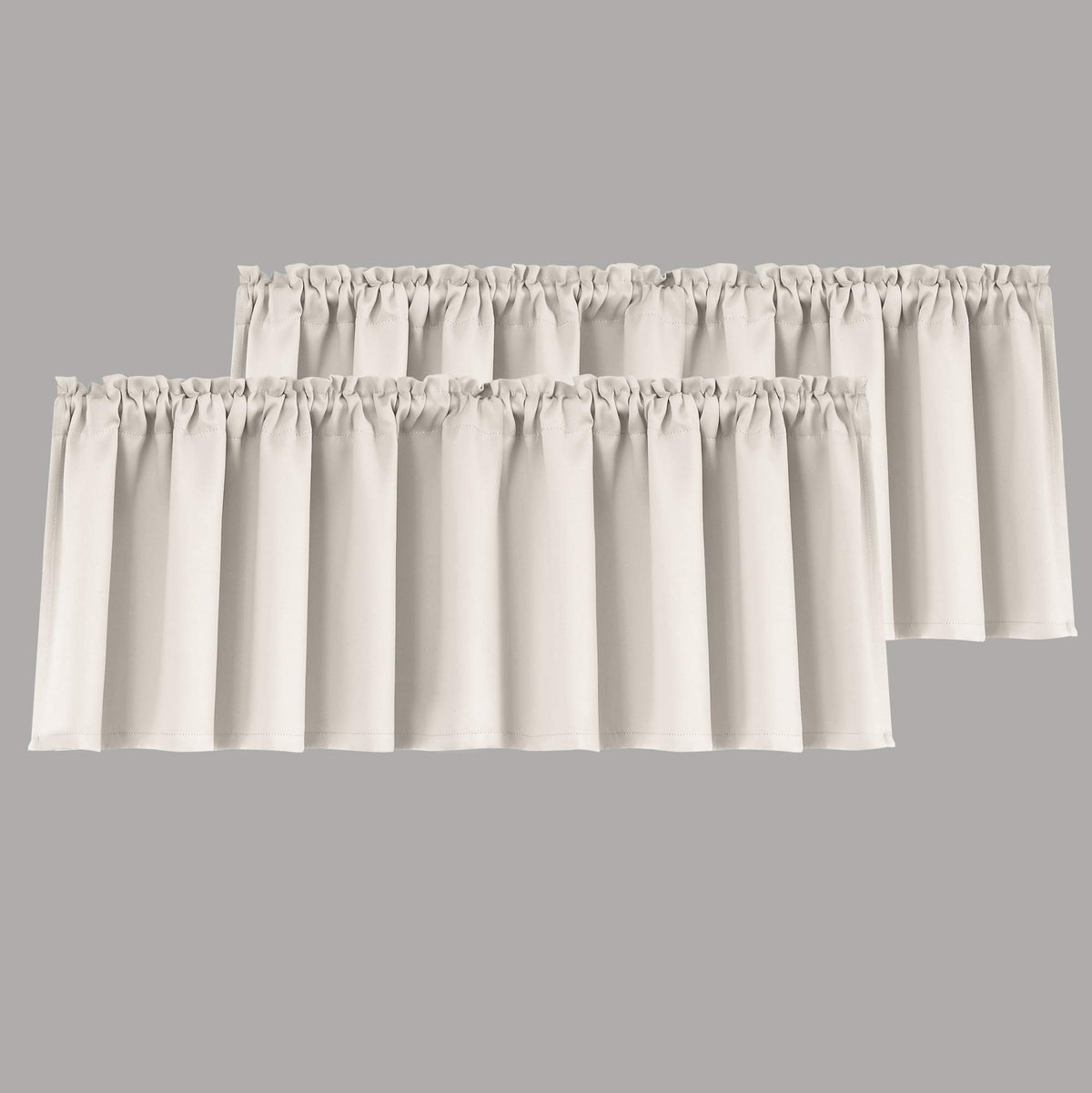 Mrs.Naturall Cream White Window Valances for Living Room 2 Pack Rod Pocket Light Blocking Thermal Insulated Blackout Boho Farmho