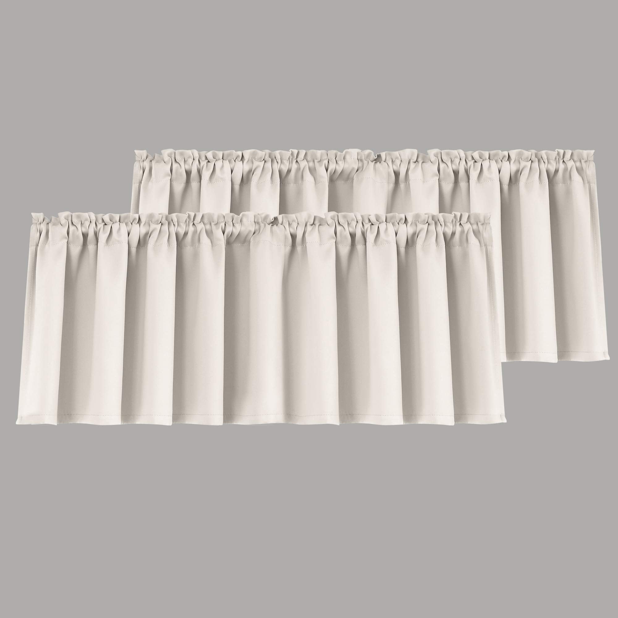 Mrs.Naturall Cream White Window Valances for Living Room 2 Pack Rod Pocket Light Blocking Thermal Insulated Blackout Boho Farmho
