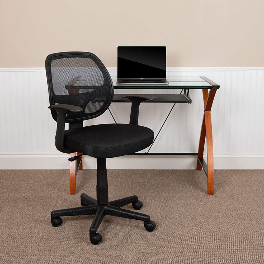 Flash Furniture Flash Fundamentals Mid-Back Black Mesh Swivel Ergonomic Task Office Chair With Arms