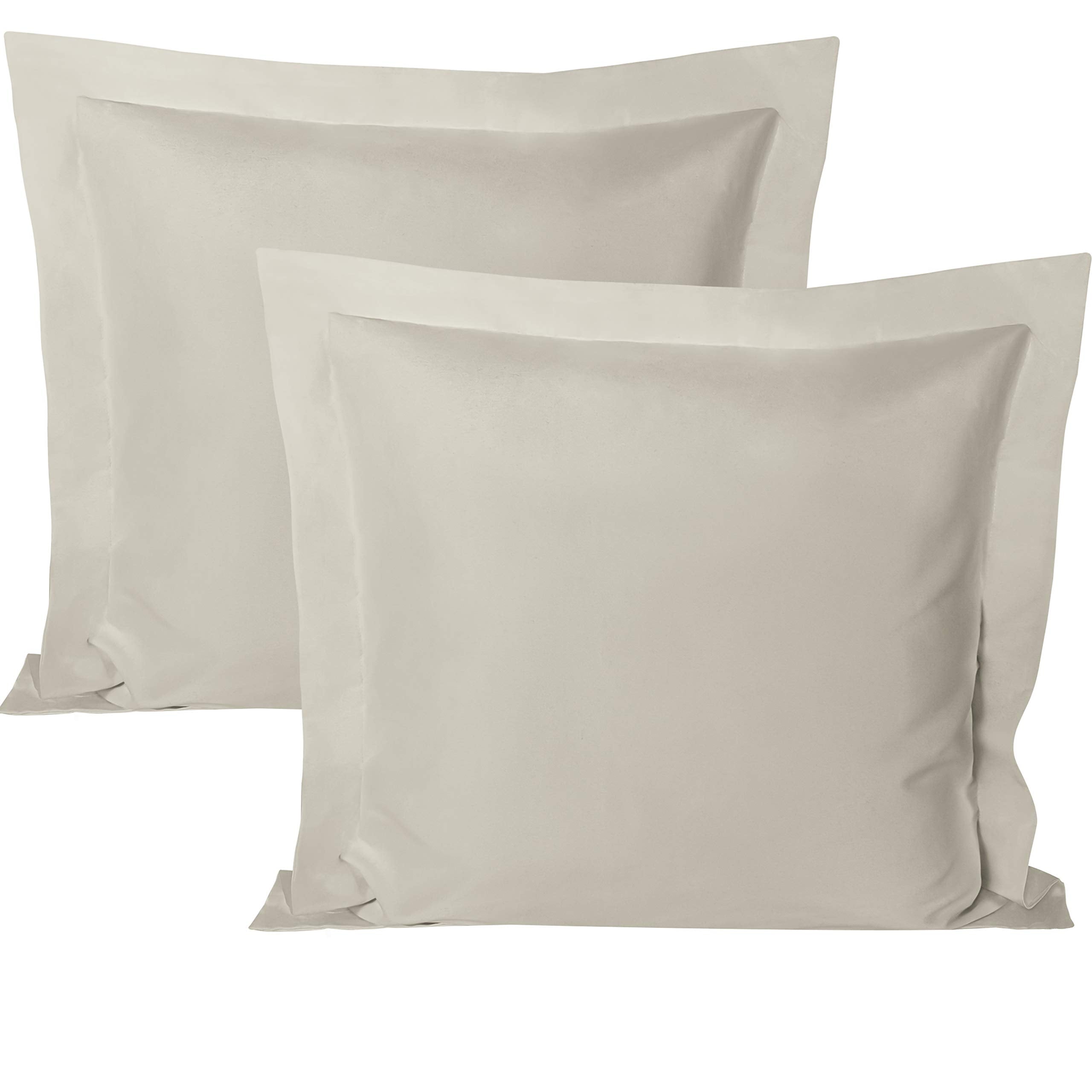 BEDSUM 2 Pcs Microfiber European Pillow Shams, Super Soft and Fade, Wrinkle Resistant Bed Square Throw Pillow Covers with Envelo