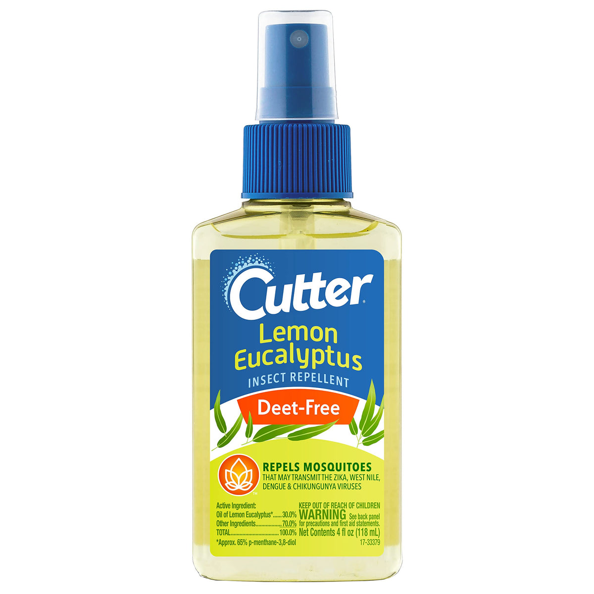 Cutter Lemon Eucalyptus Insect Repellent, No Deet Mosquito Repellent, 4 Fl Ounce (Pump Spray)