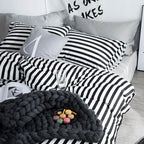 Clothknow Striped Comforter Set Full 3Pcs Black And White Bedding Comforter Sets Farmhouse Comforter Full Size Ticking Stripes F