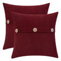 Hwy 50 Burgundy Red Decorative Throw Pillow Covers Set Cushion Cases With Triple Buttons 18X18 Inch, Chenille Soft Farmhouse Acc