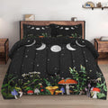 Wecozy 3 Pcs Comforter Set Full Size With 2 Pillowcases, Mushroom Plant Floral Bedding Set For Kids And Adults, Flower Summer Mo