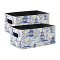 Kcldeci Retro Ink Chinese Pagodas Mountains Trees Storage Bins Baskets for Organizing 2Pack, Sturdy Storage Basket Foldable Stor
