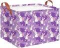 CLOCOR Rectangular Storage Basket Empty,Gift Basket,Waterproof Storage Bin with Handles,Room Decor(Purple Easter)