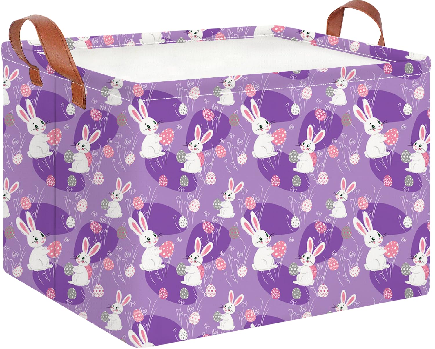 CLOCOR Rectangular Storage Basket Empty,Gift Basket,Waterproof Storage Bin with Handles,Room Decor(Purple Easter)