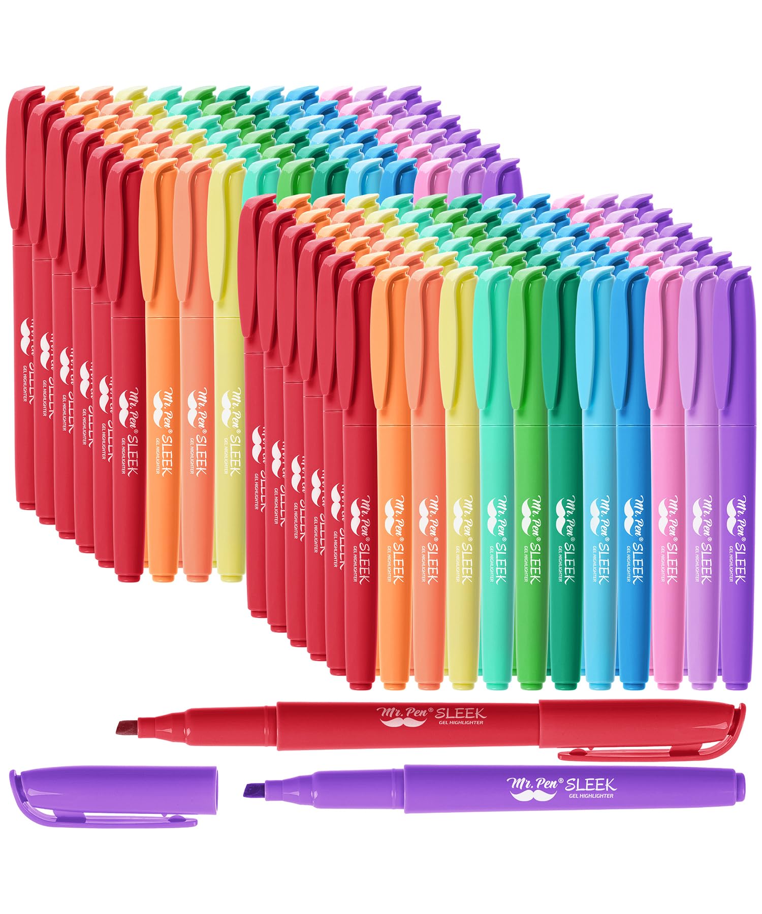 Mr. Pen Highlighter Set - 144 Pack Pastel Chisel Tip Highlighters, No Bleed, Assorted Colors