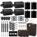 Baby Shower Prizes for Men 6 Set with PU Leather Toiletry Bags Stainless Steel Hip Flask with Funnel Sunglasses Gift Bag Baby Sh
