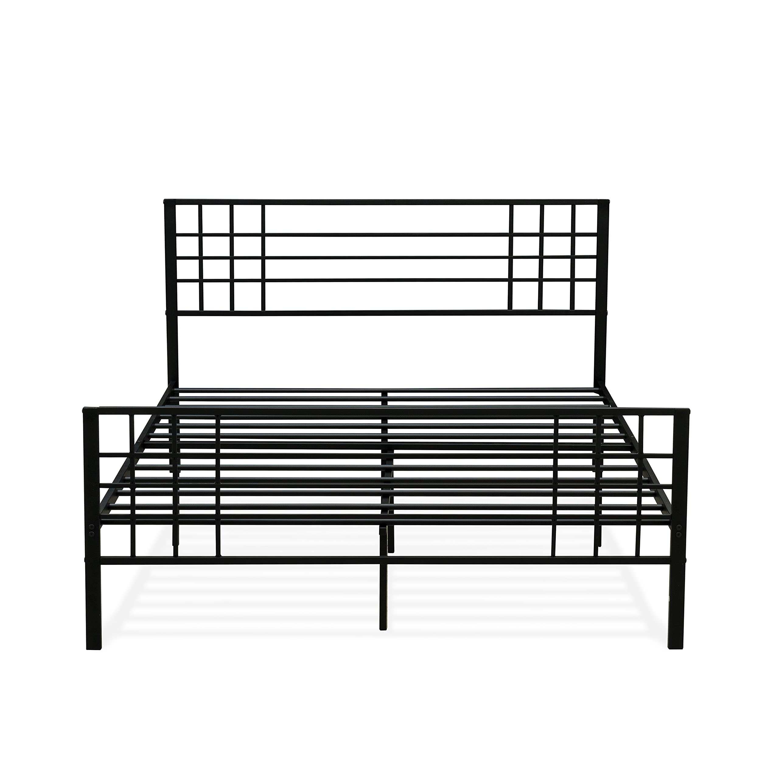East West Furniture TYFBBLK Tyler Bed Frame with 9 Metal Legs - High-Class Bed in Powder Coating Black Color