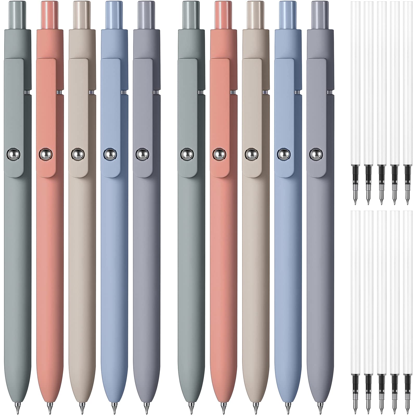 Thenshop 20 Pcs Gel Ink Pen Retractable Ballpoint Pens With 0.5 Mm Black Click Pen Refill Smooth Writing Pens Cute Pens Quick Dr