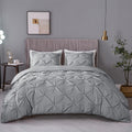 Ashleyriver 3 Piece Grey Queen Duvet Cover Luxurious Pinch Pleated Duvet Cover With Zipper & Corner Ties 100% 120 G Microfiber P